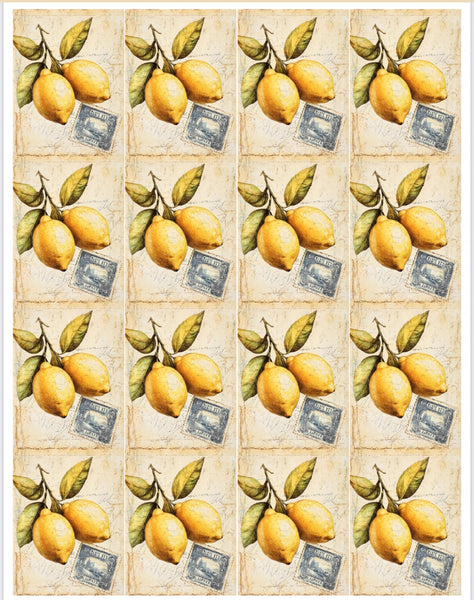 Vintage Lemon water transfer papers