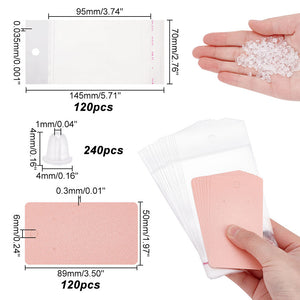 Peach pink blank earring cards with holes bulk variety pack x 240 pieces