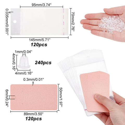 Peach pink blank earring cards with holes bulk variety pack x 240 pieces