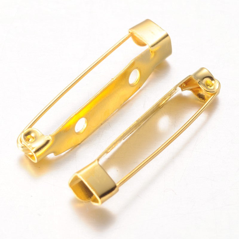 Gold plated iron brooch clip 3cm x 10 pieces