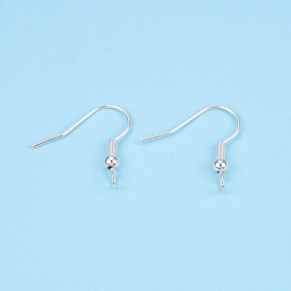 Bright rhodium silver plated front facing Shepard hooks