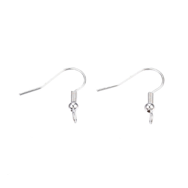 Bright rhodium silver plated front facing Shepard hooks