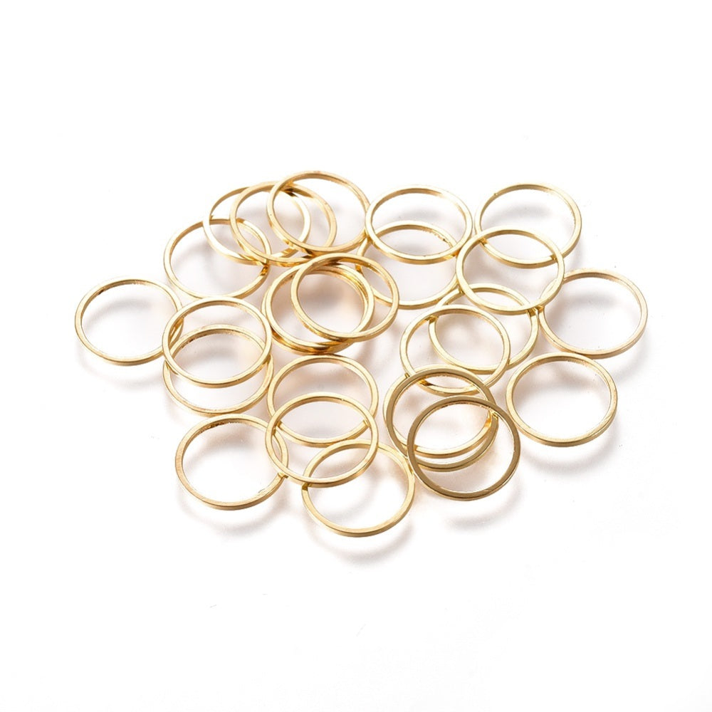 Bright gold plated 1.2cm circle charm connector x 20 pieces
