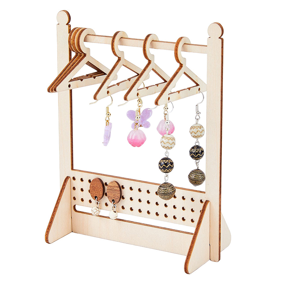 Wooden coat hanger earring display