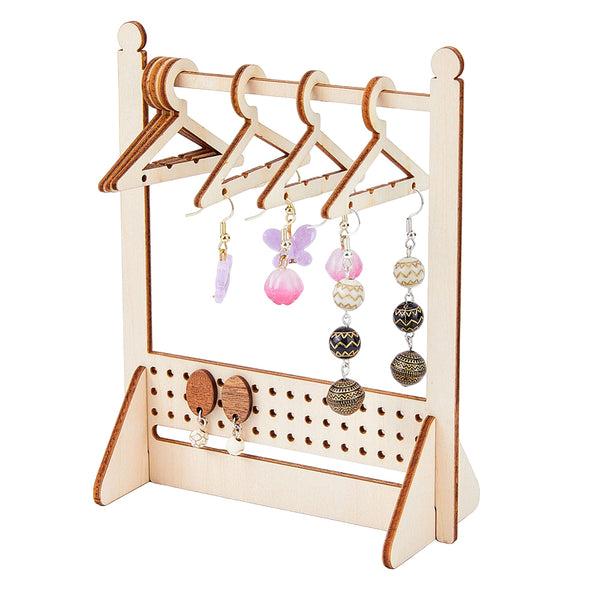 Wooden coat hanger earring display