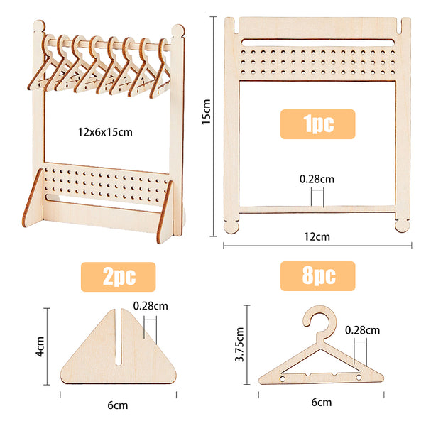 Wooden coat hanger earring display