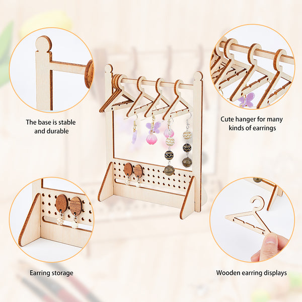 Wooden coat hanger earring display