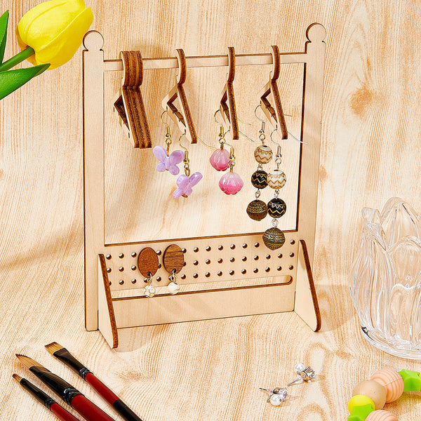 Wooden coat hanger earring display