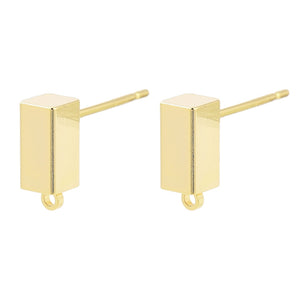 18K Genuine Gold plated cube stud tops x 6 pieces