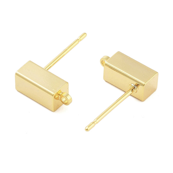 18K Genuine Gold plated cube stud tops x 6 pieces