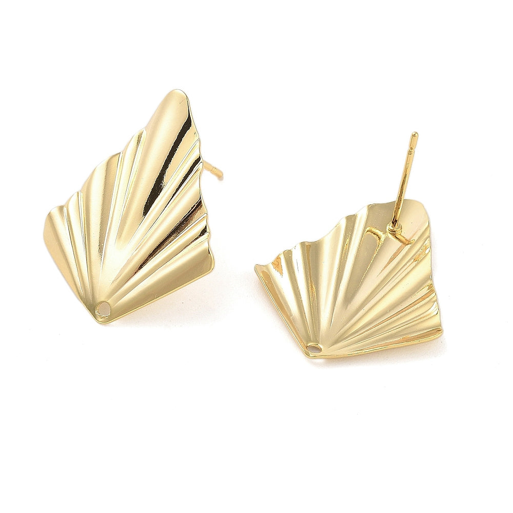 18K Genuine Gold plated rhombus shape stud tops x 6 pieces
