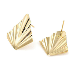 18K Genuine Gold plated rhombus shape stud tops x 6 pieces