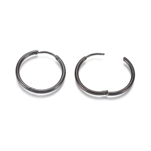 2cm Black 316 surgical stainless steel Huggie hoops - 2 pairs (4 pieces)