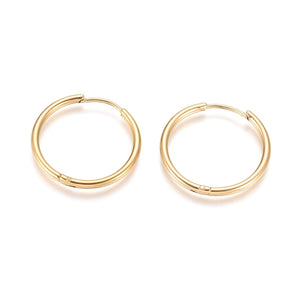 2cm Gold plated 316 surgical stainless steel Huggie hoops - 2 pairs (4 pieces)