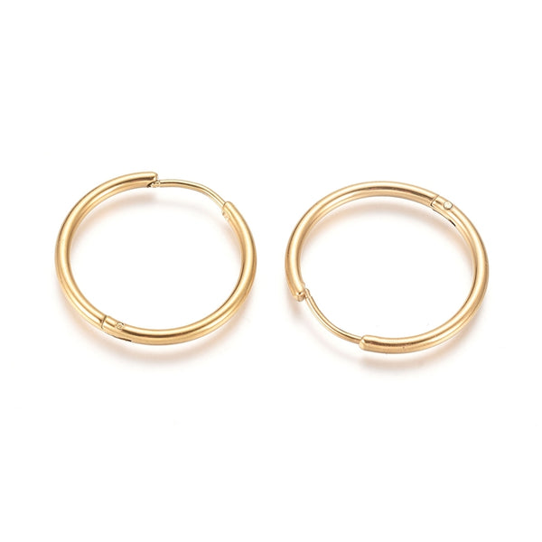 2cm Gold plated 316 surgical stainless steel Huggie hoops - 2 pairs (4 pieces)