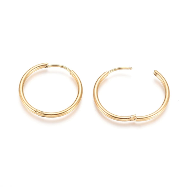 2cm Gold plated 316 surgical stainless steel Huggie hoops - 2 pairs (4 pieces)