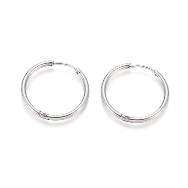 2cm/2mm thick 316 surgical stainless steel Huggie hoops - 5 pairs stainless steel colour