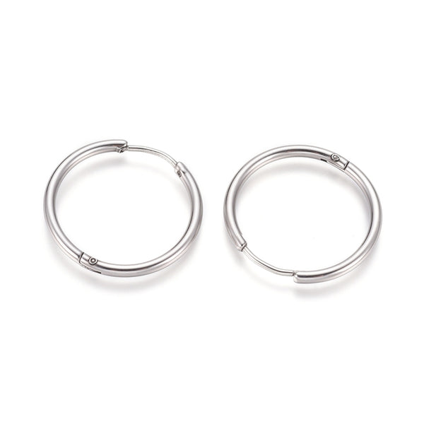 2cm/2mm thick 316 surgical stainless steel Huggie hoops - 5 pairs stainless steel colour