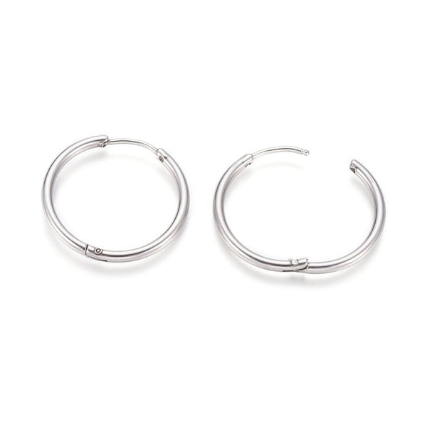 2cm/2mm thick 316 surgical stainless steel Huggie hoops - 5 pairs stainless steel colour