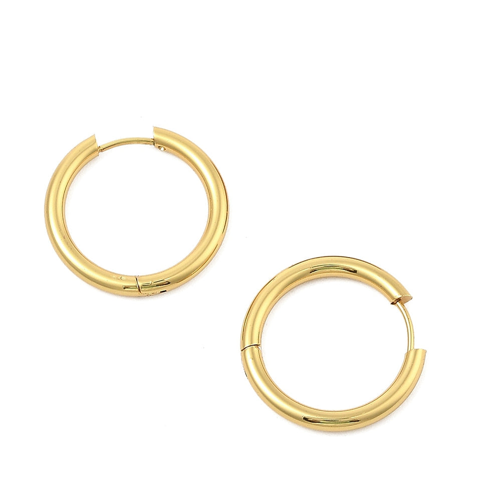 2.6CM Genuine 18K gold plated round huggie hoops x 6 pieces