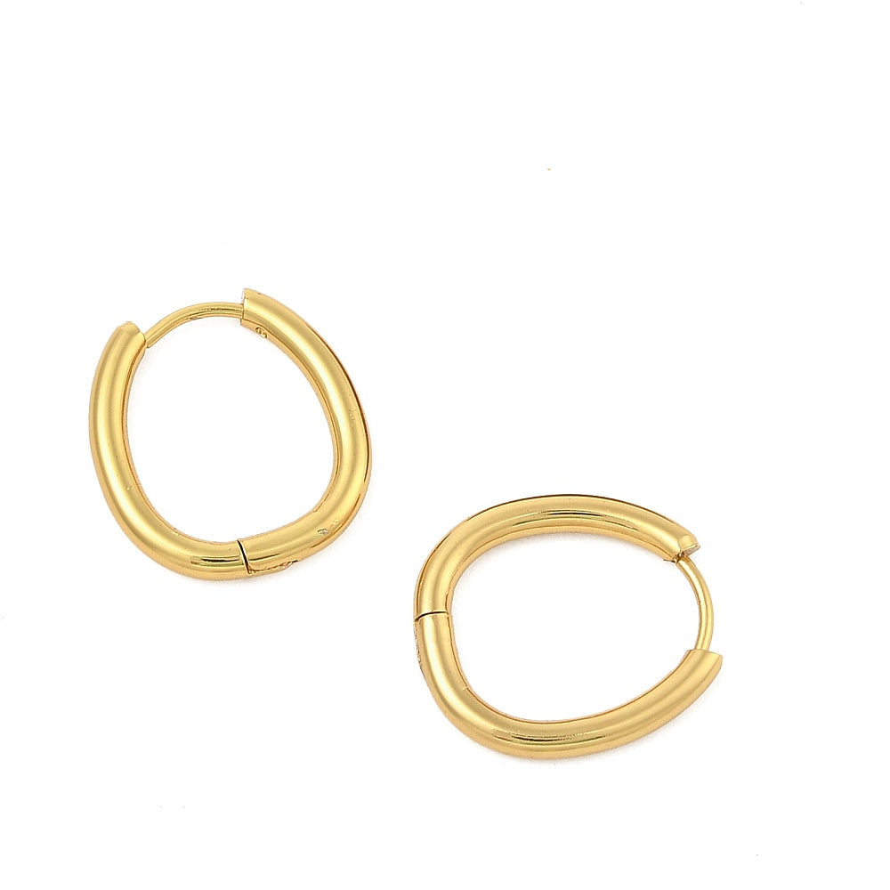 1.8CM Genuine 18K gold plated wide droop shape huggie hoops x 6 pieces