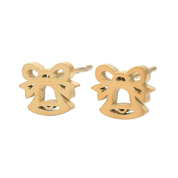 Christmas Bell stainless steel stud add ons - 1 pair