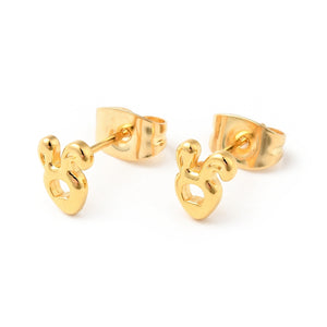 Tiny gold plated stainless steel Easter Bunny studs - 1 pair