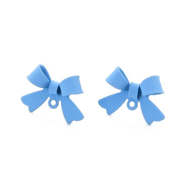 Blue bow stud tops with 925 sterling silver posts - x 6 pieces