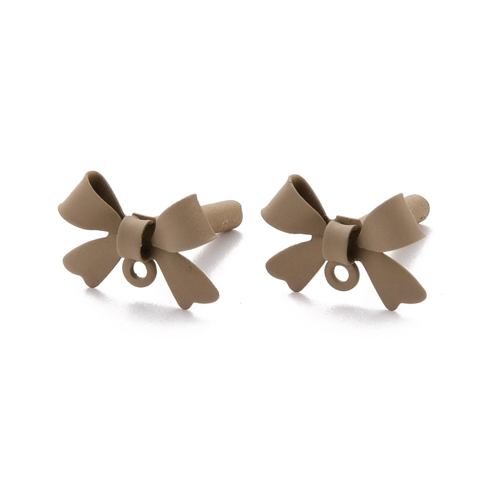 Latte bow stud tops with 925 sterling silver posts - x 6 pieces