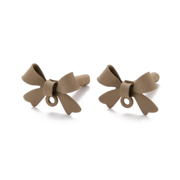 Latte bow stud tops with 925 sterling silver posts - x 6 pieces