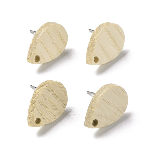 Ash wood stud Drop tops with stainless steel posts x 6 pieces