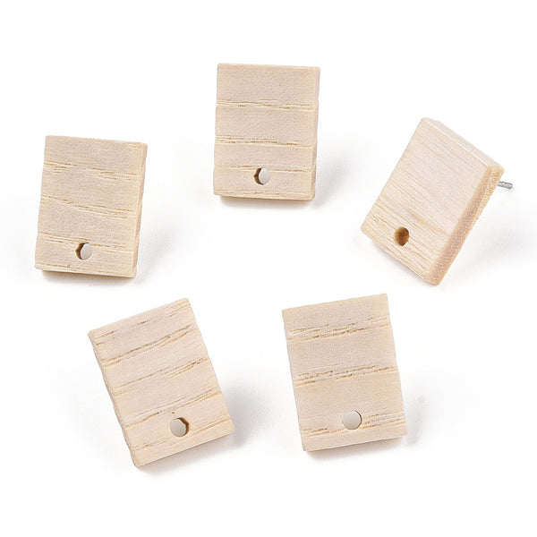 Ash wood rectangular stud tops with stainless steel posts x 6 pieces
