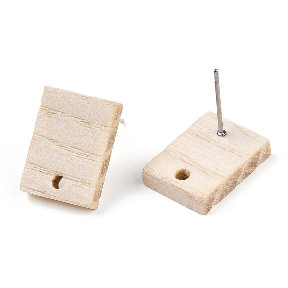 Ash wood rectangular stud tops with stainless steel posts x 6 pieces