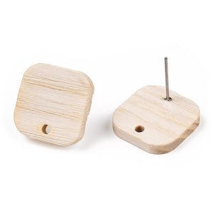 Ash wood square stud tops with stainless steel posts x 6 pieces