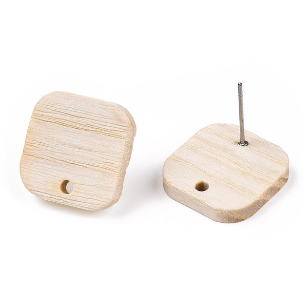 Ash wood square stud tops with stainless steel posts x 6 pieces