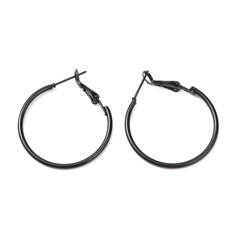 3cm Black plated stainless steel hoops x 6