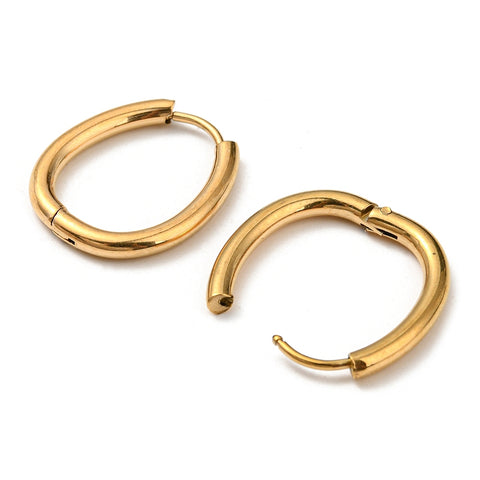 Oval gold plated stainless steel huggie hoops x 6