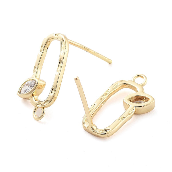 Oval gold plated stud top x 4 pieces