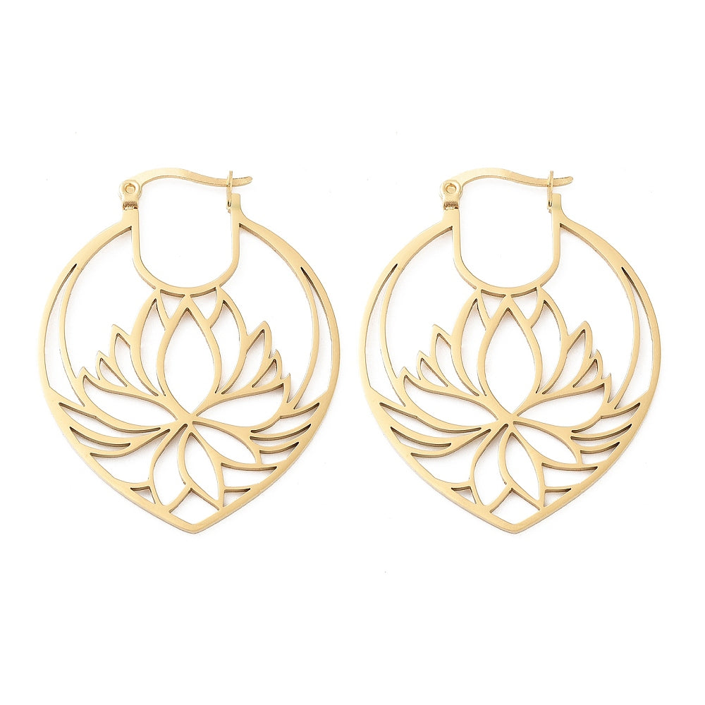 Lotus flower Hoops x 1 pair