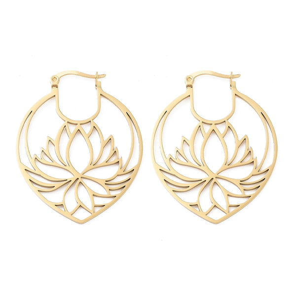 Lotus flower Hoops x 1 pair