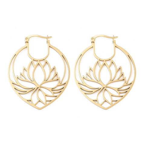 Lotus flower Hoops x 1 pair