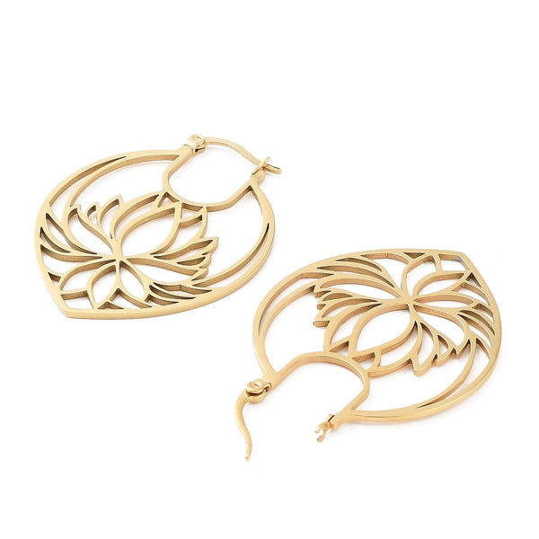 Lotus flower Hoops x 1 pair