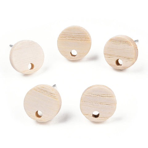2cm Ash wood round stud tops with stainless steel posts x 6 pieces