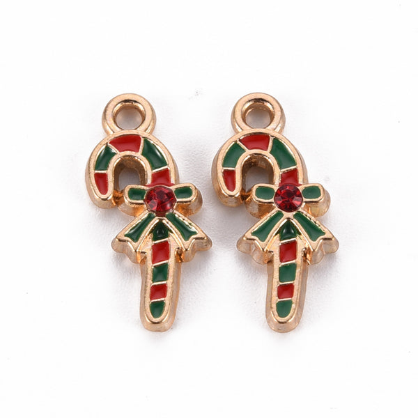 Christmas candy cane charms x 6