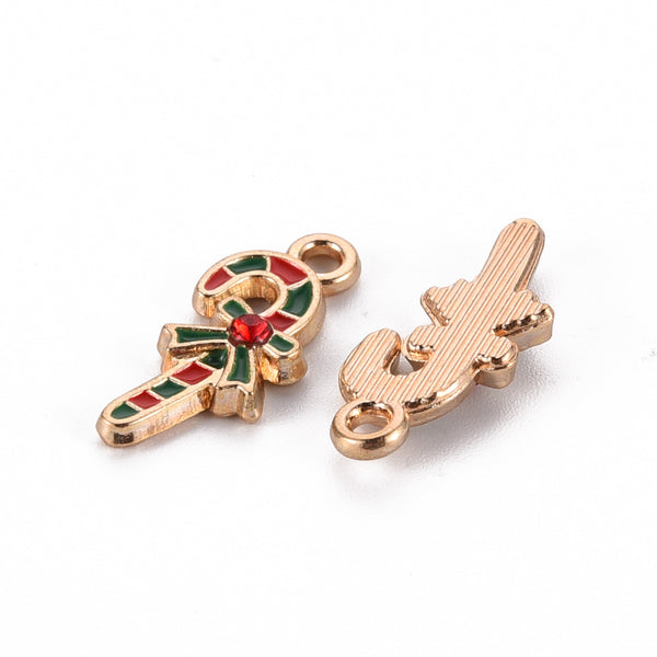 Christmas candy cane charms x 6