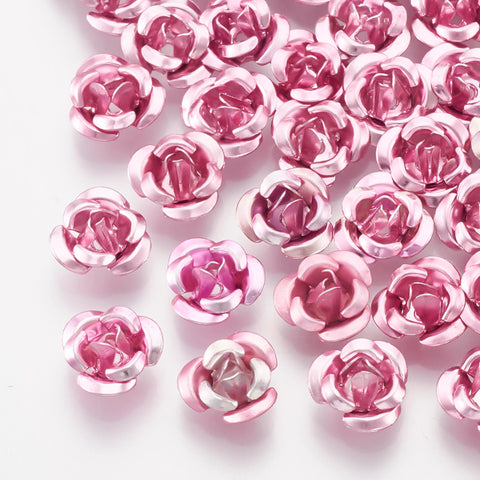 Pink tiny aluminium flower centre embellishments  x 10 pieces