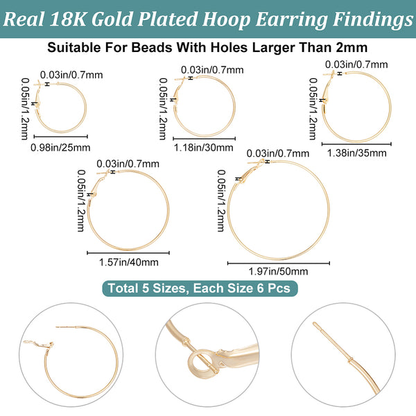 Mix pack genuine 18K gold plated hoops - 30 pieces