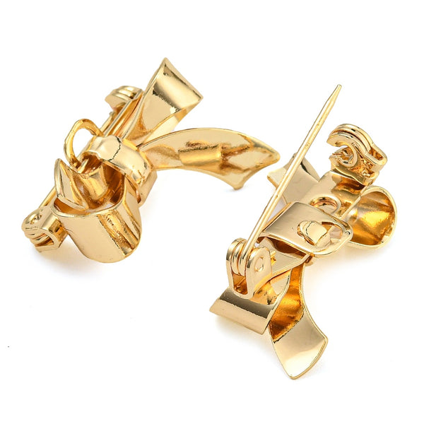 Bow Genuine gold plated stainless steel Brooch x 2 pieces