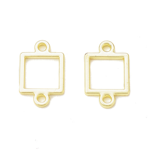 Gold plated square double connector charms x 6