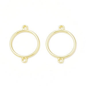 Gold plated alloy double hole circle connector charm x 6 pieces